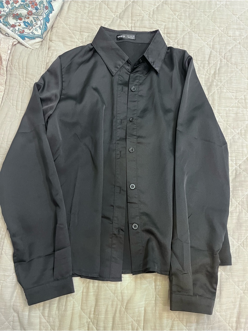 Shein womans Classic Black Button-Up Shirt
